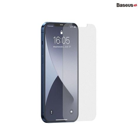 Kính cường lực nhám Baseus iPhone 12 – 0.25mm, chống vân tay, full viền, bộ 2 miếng, chống bám cực tốt