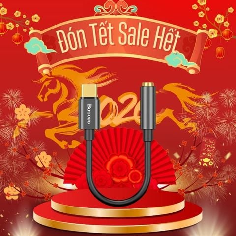 Đầu chuyển Type C sang Audio AUX 3.5mm Baseus L54 (Type-C Male to 3.5mm Female Adapter, built-in DAC, 24-bit/48kHz)