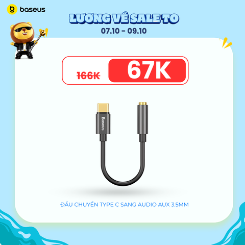 Đầu chuyển Type C sang Audio AUX 3.5mm Baseus L54 (Type-C Male to 3.5mm Female Adapter, built-in DAC, 24-bit/48kHz)
