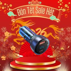 Tẩu sạc ô tô Baseus Particular 65W – 2 cổng USB & Type-C, hỗ trợ PD/PPS/QC3.0, màn hình LCD hiển thị