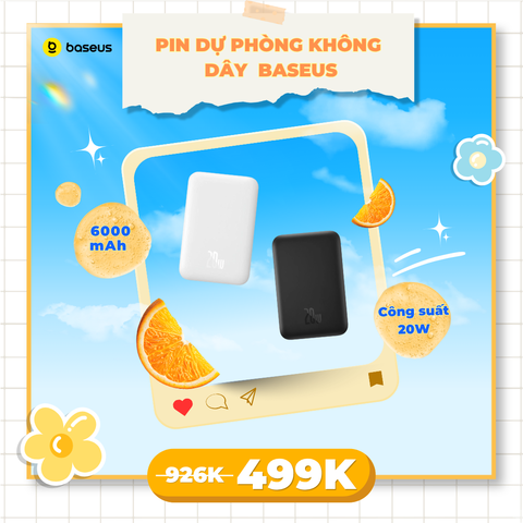 Pin Dự Phòng Không Dây Tích Hợp Nam Châm Baseus Magnetic Wireless Charging Power bank 20000mAh 20W