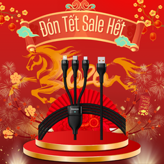 Cáp Sạc 3 Đầu Công Suất Cao Baseus Flash Series Ⅱ One-for-three Fast Charging Data Cable (USB to M+L+C 100W 1.2m)
