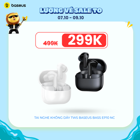 Tai Nghe Không Dây TWS Baseus Bass EP10 NC (Bluetooth v6.0, 7H, -43dB Deep Noise Cancelling, SuperBass, IP55, 58ms Low Latency)