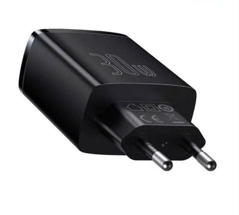 Cốc sạc nhanh Baseus Compact 30W – Siêu nhỏ gọn, 2 cổng USB + Type-C, hỗ trợ PD/QC3.0, sạc nhanh đa thiết bị tiện lợi