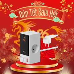 Bộ Sạc Nhanh Tích Hợp Dây Nguồn Nối Dài Baseus PowerCombo Digital PowerStrip 2AC+1U+1C+Retractable-C 65W Smart Version with 1.5m power cord EU