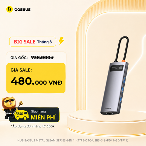 Hub mở rộng Baseus Metal Gleam Gen2 – Đa năng, dùng cho Macbook/Laptop/iPad/Smartphone, bản nâng cấp mới