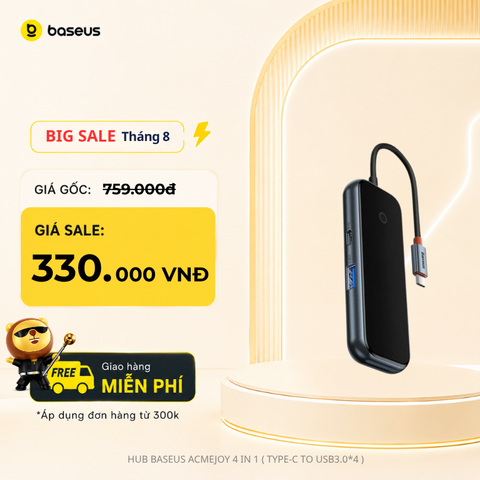 Hub Baseus AcmeJoy – Mở rộng đa cổng: HDMI 4K, RJ45, USB 3.0, SD/TF, PD, jack 3.5mm, dùng cho Macbook/iPad/laptop
