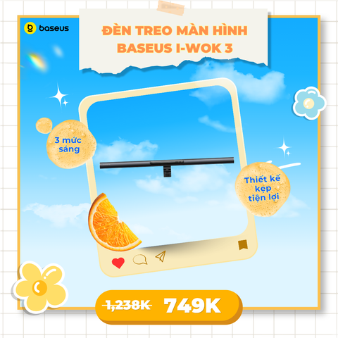 Đèn treo màn hình Baseus i-wok 3 Series Asymmetric Light Source Magnetic Screen Hanging Light (Ra > 95, i wok 3 Series)