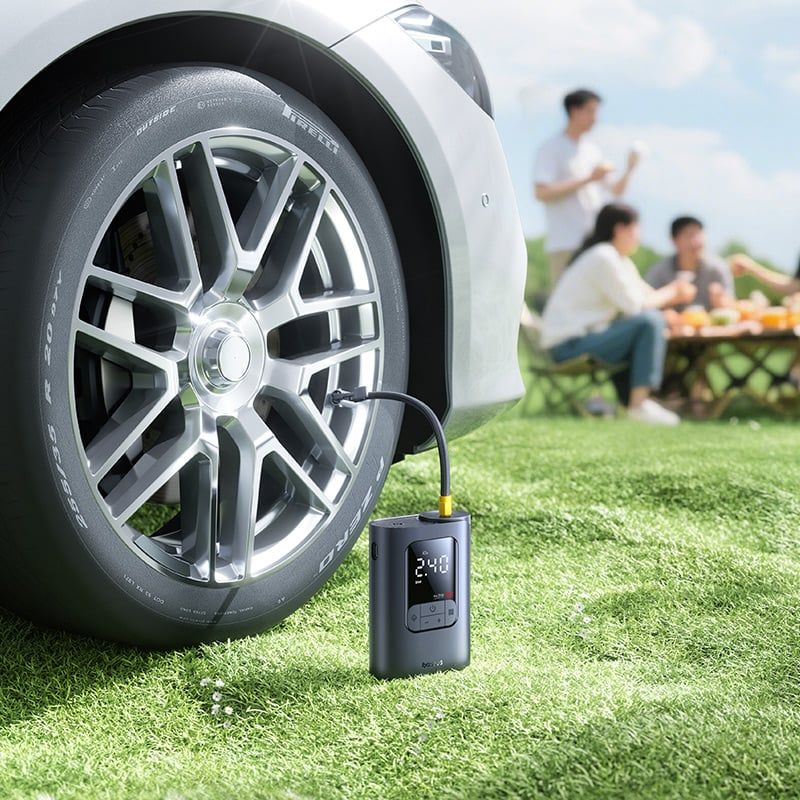 Máy Bơm Lốp Ô Tô Baseus GoTrip VA1 (19-Cylinder, Không Dây, 5000mAh, 5 Inflation Modes, ±0.05 BAR Pressure Accuracy, LED Tire Pressure Display, Auto Stop)