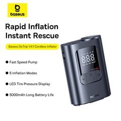Máy Bơm Lốp Ô Tô Baseus GoTrip VA1 (19-Cylinder, Không Dây, 5000mAh, 5 Inflation Modes, ±0.05 BAR Pressure Accuracy, LED Tire Pressure Display, Auto Stop)