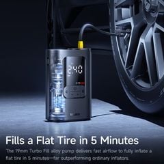 Máy Bơm Lốp Ô Tô Baseus GoTrip VA1 (19-Cylinder, Không Dây, 5000mAh, 5 Inflation Modes, ±0.05 BAR Pressure Accuracy, LED Tire Pressure Display, Auto Stop)