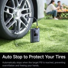 Máy Bơm Lốp Ô Tô Baseus GoTrip VA1 (19-Cylinder, Không Dây, 5000mAh, 5 Inflation Modes, ±0.05 BAR Pressure Accuracy, LED Tire Pressure Display, Auto Stop)