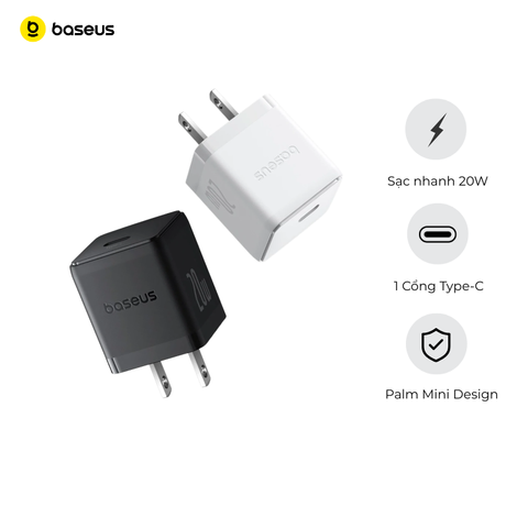 Củ Sạc Nhanh Baseus Palm 1C 20W (For iPhone/iPad/Samsung/Google Pixel)