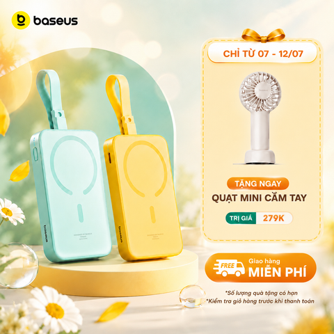 Pin Sạc Không Dây Tích Hợp Nam Châm Baseus Magnetic Mini Wireless 10000mAh 20W (tích hợp sẵn cáp Lightning)