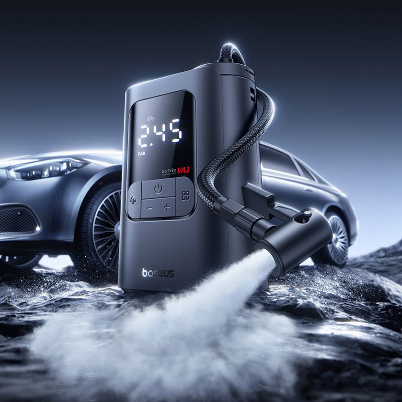 Máy Bơm Lốp Ô Tô Có Dây Baseus GoTrip VA1 Pro (5 Inflation Modes, No Battery, ±0.05 BAR Pressure Accuracy, 3-Way LED Lighting for Night Use)
