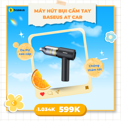 Máy Hút Bụi Cầm Tay Baseus AT Car (45W, 5000pa, 2000mAh*2pcs, <75dB)
