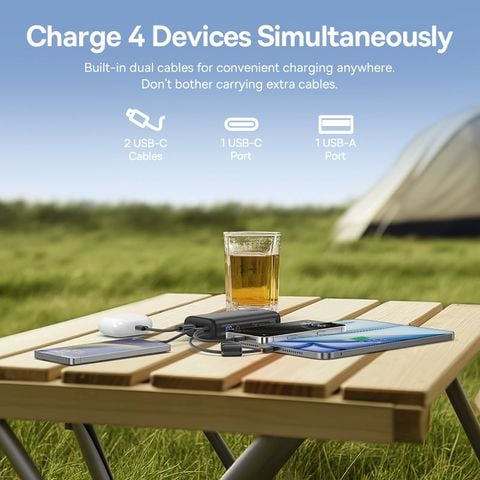 Pin Dự Phòng Baseus EnerFill FC41 10000mAh 67W (Digital Display, with Dual Built-in USB-C Cables, 1*Type-C + 1*USB-A port)