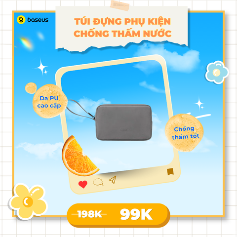 Túi Đựng Phụ Kiện Chống Thấm Nước Baseus Easy Journey Series Storage Bag (Da PU Siêu Mịn, Giặt được, Chống bụi, Chống thấm nước)