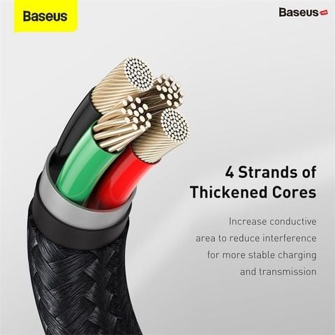 Cáp sạc nhanh Baseus Cafule Metal – USB-A to Lightning, 2.4A, siêu bền, dùng cho iPhone/iPad, chống đứt gãy