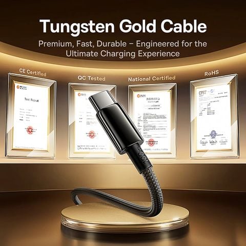 Cáp Sạc Nhanh USB to Type-C Baseus Tungsten Gold Air 100W (1.2m, 480Mbps)
