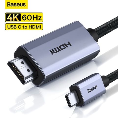Cáp chuyển Baseus USB-C to HDMI – 4K/60Hz, truyền siêu nét, dùng cho điện thoại, tablet, MacBook, laptop
