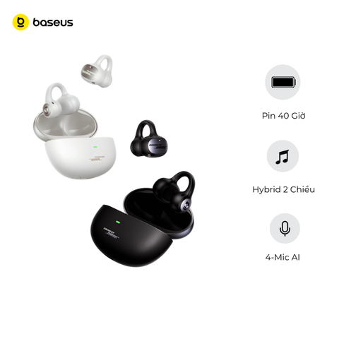 Tai Nghe Không Dây TWS Baseus Inspire XC1 Open-Ear (Bluetooth v6.1, 8H, IP66, Hi-Res Audio, LDAC, 4-Mic ENC, Sound by BOSE, 360° Sound Reality)