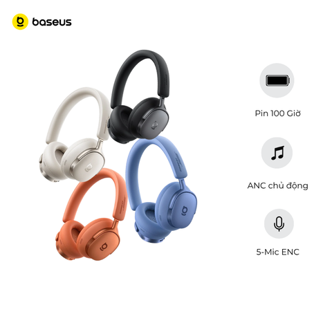 Tai Nghe Chụp Tai Không Dây Baseus Inspire XH1 (Bluetooth v6.1, 100H, Smart App Control, -48dB ANC, 5-Mic ENC, Sound By Bose, Dolby Audio, LDAC, Hi-Res Audio, SuperBass 3.0, SuperBalance 3.0, SoundFit)