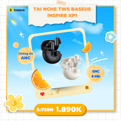 Tai Nghe Không Dây TWS Baseus Inspire XP1 (Bluetooth v6.1, 8H, Dolby Audio, Sound by BOSE, Adaptive ANC, 360° Sound Reality, SuperBass 3.0, SuperBalance 3.0)