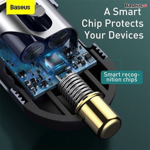 Tẩu sạc nhanh Baseus Share Together 120W – Mở rộng 4 cổng (4×30W), hỗ trợ QC/PD/PPS, sạc nhanh cho ô tô tiện lợi