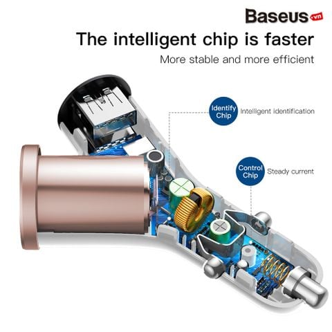 Bộ tẩu sạc mở rộng 3 trong 1 dùng cho xe hơi Baseus Y Type Dual USB (40W, 3.4A Fast Charge, Intelligent Car charger)
