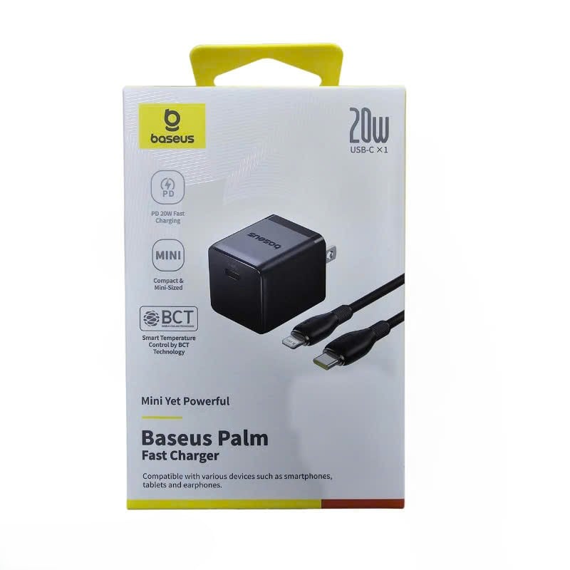 OS-Baseus Palm Fast Charger 1C 20W US Cluster Black (Baseus Ultra-Fast Fast Charging Data Cable USB-C to iP 20W 1m Cluster Black)( E01165 ) OS-Baseus Palm Fast Charger 1C 20W US Cluster Black (Baseus Ultra-Fast Fast Charging Data Cable USB-C to iP 20W 1m Cluster Black)( E01165 )