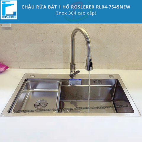 CHẬU RỬA BÁT 1 HỐ ROSLERER RL04-7545 NEW, inox 304 cao cấp| BH chính hãng 3 năm