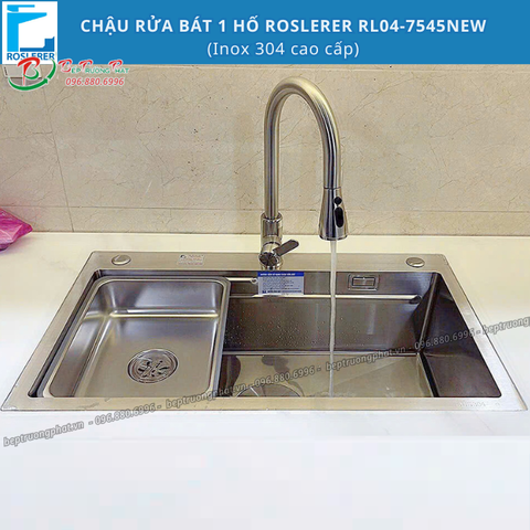CHẬU RỬA BÁT 1 HỐ ROSLERER RL04-7545 NEW, inox 304 cao cấp| BH chính hãng 3 năm