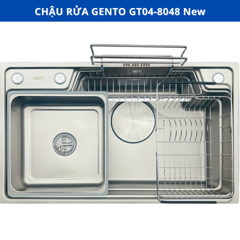 Chậu rửa bát 1 hố GENTO GT04-8048 New | chống xước | chống bám bẩn | Bảo hành 3 năm