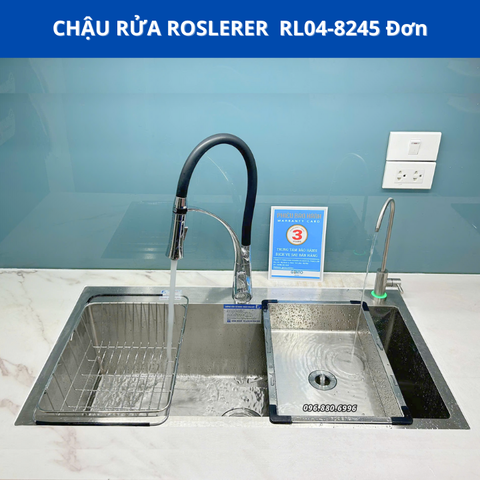 Chậu rửa bát 1 hố ROSLERER RL04-8245 đơn - Inox 304 cao cấp- BH 3 năm