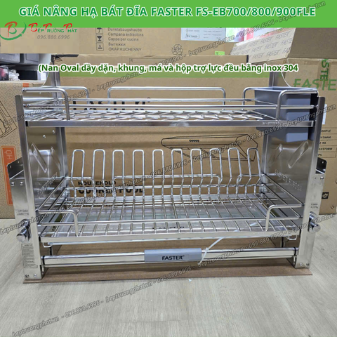 Giá bát nâng hạ Faster FS-EB 800/900FLE | nan Oval | Khung,rổ,hộp trợ lực đều inox 304 | không han gỉ