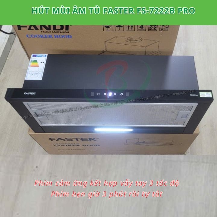 Máy hút mùi âm tủ Faster FS-SYP 7222B pro | Cảm ứng vẫy tay | hẹn giờ tắt