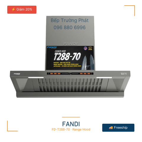 Máy hút mùi chữ T Fandi FD-T288-70 | Made in Malaysia | Công suất: 1400m3/h ( tặng bộ nồi từ)