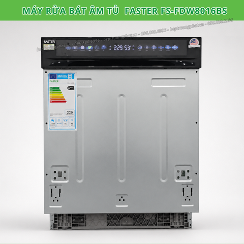 Máy rửa bát lắp âm tủ Faster FDW8016BS | rửa 16 bộ bát đĩa | Made in Malaysia