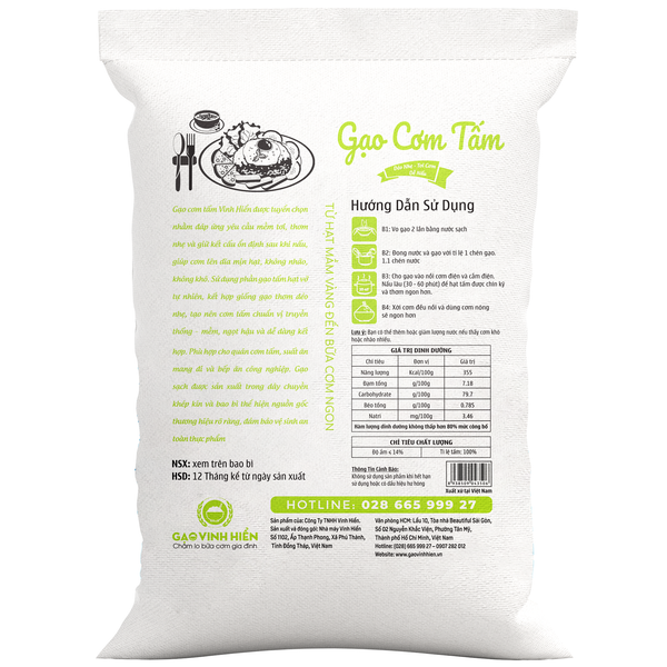  Gạo Cơm Tấm Vinh Hiển Túi 25KG 