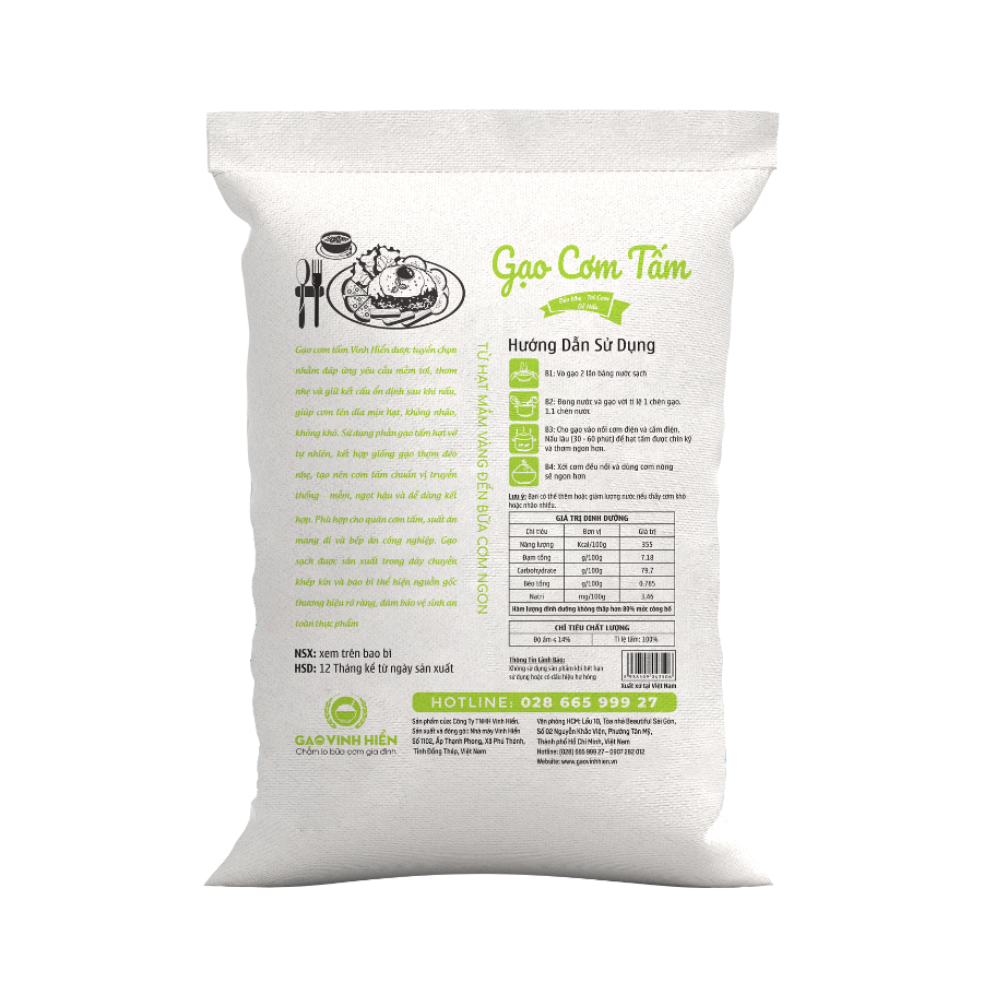  Gạo Cơm Tấm Vinh Hiển Túi 25KG 