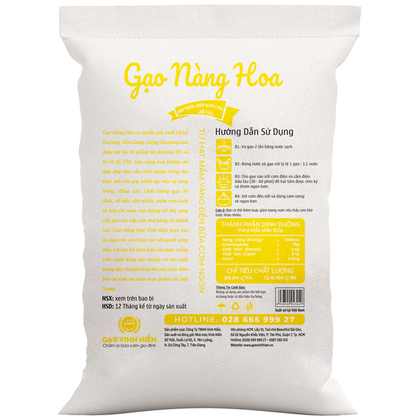  Gạo Nàng Hoa Vinh Hiển túi 25kg 