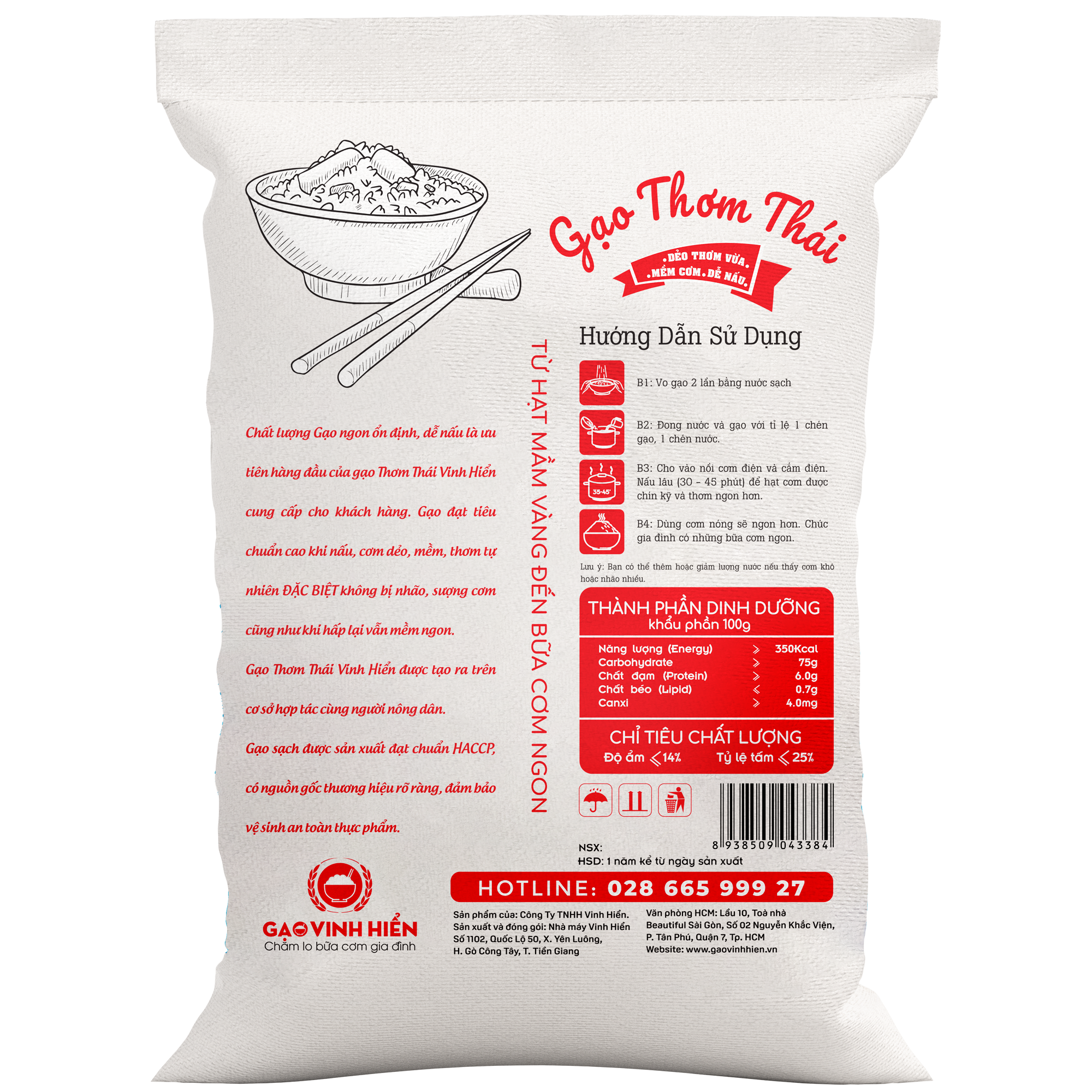  Gạo Thơm Thái Vinh Hiển- Túi 25KG 