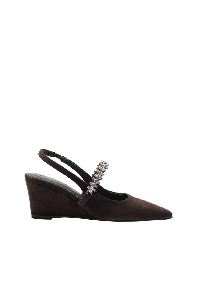 Giày Đế Xuồng Floralpunk Diana Wedges - Suede Brown