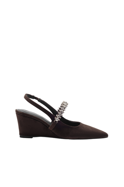Giày Đế Xuồng Floralpunk Diana Wegdes - Suede Brown