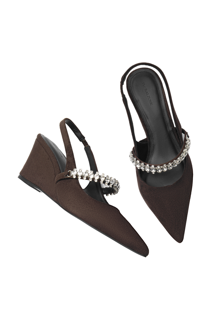 Giày Đế Xuồng Floralpunk Diana Wedges - Suede Brown