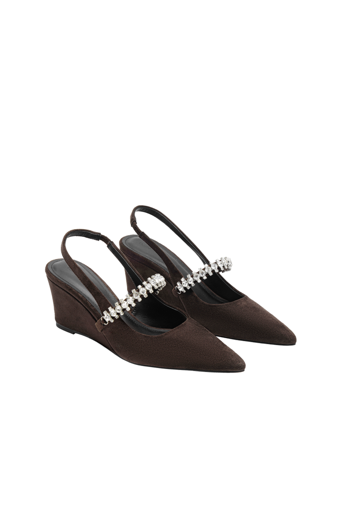 Giày Đế Xuồng Floralpunk Diana Wedges - Suede Brown