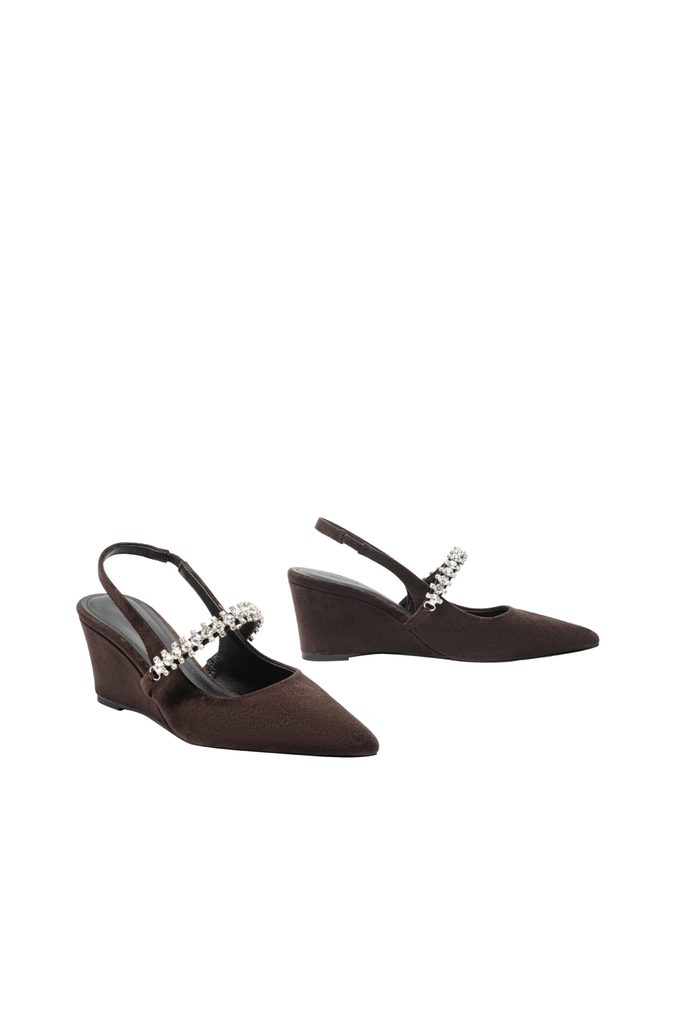 Giày Đế Xuồng Floralpunk Diana Wedges - Suede Brown