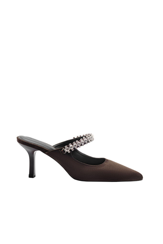 Giày Cao Gót Floralpunk Diana Pointy Mules - Suede Brown