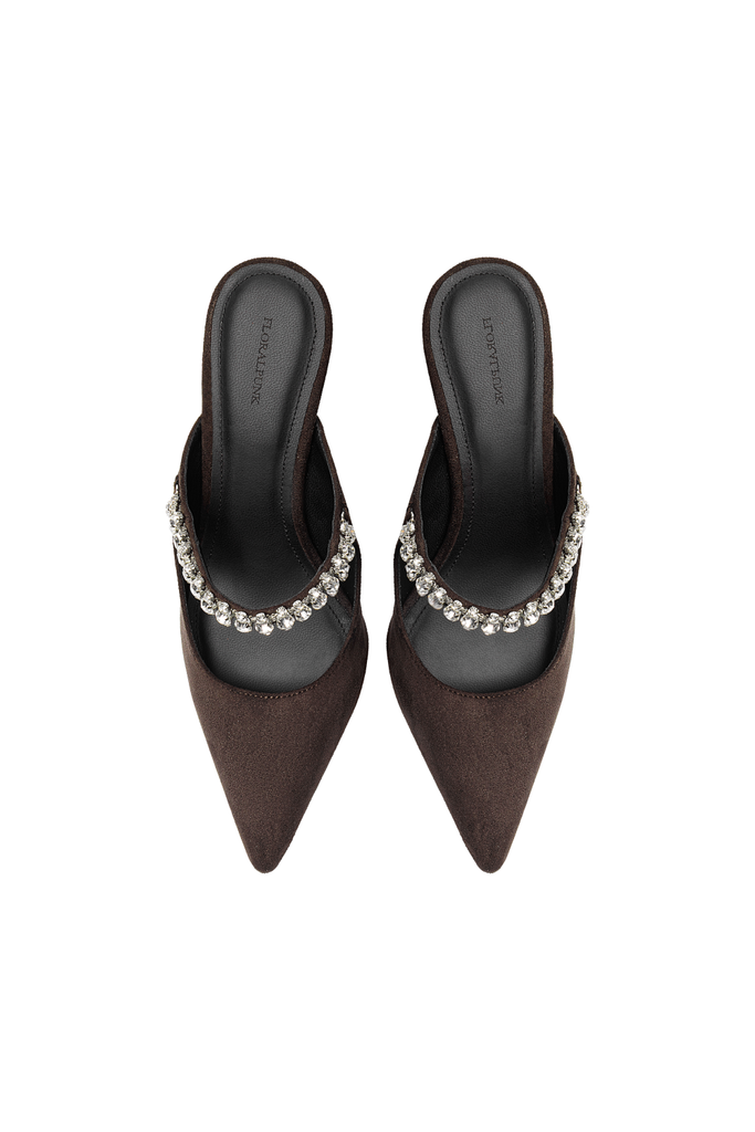 Giày Cao Gót Floralpunk Diana Pointy Mules - Suede Brown